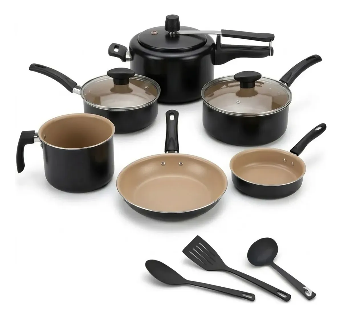 Conjunto 9 Panelas Antiaderente Com Panela De Pressão 2l